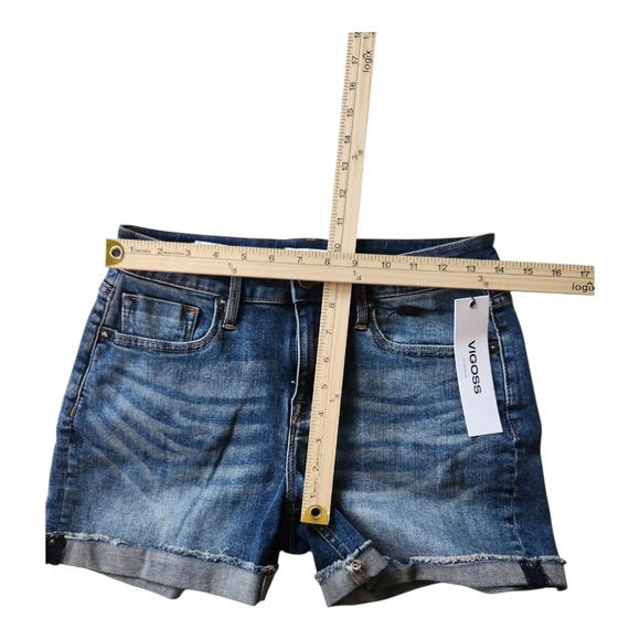 Vigoss Classic Blue Denim Shorts Women's 27 Mid-Rise, Distressed, Summer Casual - Picture 6 of 11